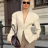 Cardigan Sastre de Manga Larga de Lujo Ligero Europeo y Americano, Casual, Ceñido a la Cintura, Cuello en V, Estructurado, de Alta Gama para Mujer en Color Albaricoque