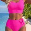 2027 Europeo y Americano comercio exterior transfronterizo nuevo Amazon traje de baño, bikini de dos piezas con tiras de cintura alta para mujer, en stock