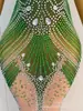 Vestido Verde Brillante de Perlas y Pedrería Sexy para Fiesta de Cantante Femenina