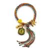 Cuerda de Mano Tibetana Thangka Cuerda de Algodón Enrollada a Mano Pulsera Trenzada Ojo del Dios de la Riqueza de Cinco Vías Zakiram Tara Verde Perla Thangka