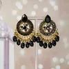 Brincos de Franja com Pedras Imitação de Esmeralda Transfronteiriços, Novos Brincos de Luxo com Fio de Pedras Strass Estilo Retro Indiano para Mulheres, Design Criativo