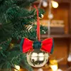 Decorações de Natal Novas Transfronteiriças Laço de Veludo Vermelho Sino Pequeno Pingente Sino Dourado de Cetim Decorações para Pendurar na Árvore de Natal