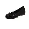 Zapatos Planos de Ballet con Lazo Dulce para Aumentar la Altura Interior para Mujer 2026 Otoño Punta Cuadrada Correa Cruzada Boca Baja Suela Suave Mocasines