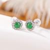 Un Ciervo Plata Esterlina S925 Chapado en Oro Jade Moda Vintage Lujo Ligero Simple Redondo con Cuentas Flor Aretes Elegantes de Plata