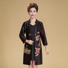 Daifa Primavera e Outono Novo Casaco Corta-vento Bordado Feminino para Meia-idade Casaco Cardigan de Tamanho Grande para Meia-idade e Idosos Vestido Lenço