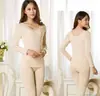 Ropa Interior Térmica de Otoño e Invierno de 37 Grados Conjunto Térmico de Alta Elasticidad para Mujer, Tops y Pantalones Térmicos Transpirables Ultradelgados Sin Costuras de Corte Ajustado Fabricante