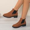 Otoño 2025 Nuevas Botas Martin de Manga Larga Talla Grande Europeas y Americanas para Mujer Punta Redonda Tacón Grueso Tacón Bajo Elástico Moda de Comercio Exterior Botines Cortos para Mujer