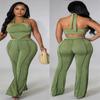 2022 novo comércio exterior europeu e americano roupas femininas Amazon boate sexy alça irregular ombro a ombro linha aberta conjunto de duas peças