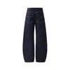 Calça Jeans Solta Larga Lâmina Curva Masculina Streetwear Marca Tendência Personalidade Studs de Gema Design com Contas Senso de Design Arco Perna Larga Roupa de Trabalho Calça Longa