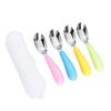 Colher de Lingote de Aço Inoxidável Cabo Curvo Conjunto de Colheres Infantis Colher de Bebê Conjunto de Suprimentos para Mãe e Bebê com Colher de Alimentação para 1 Ano