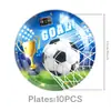 Festa de Aniversário de Futebol Azul Transfronteiriça Utensílios de Mesa Copos de Papel com Tema Copa do Mundo, Guardanapos de Papel, Banners, Adereços de Decoração de Aniversário