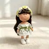 Roupas para Boneca Batata Mia Espanhola 30cm Vestido Floral Amarelo e Branco 20cm Substituição para Estilo Fresco de Verão