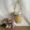 Cesta de Bambu Artesanal Conjunto de Copos para Chá de Leite Copo de Sorvete Cesta Pequena de Bambu Cesta de Bambu Popular Cesta Vazia para Check-In Cesta para Chá de Leite