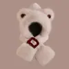 Conjunto Fofo de Chapéu e Cachecol Duas Peças com Orelhas de Urso Chapéu de Proteção para Orelhas Novo Quente Chapéu Lei Feng Chapéu de Ciclismo de Pelúcia