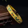 Pulsera de Plata Ocho Tesoros para Mujer Color Esmalte Oro Método Antiguo para Hacer Dinero y Paz Plata de Ley 9999 Abierta Estilo Étnico Pulsera de Tobillo de Plata