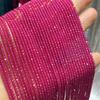 Corindón rojo de 2,5-3-4 mm, cuentas redondas pequeñas talladas, minicuentas para clavícula, collar, pulsera, ropa, bolso, cuentas sueltas
