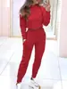 Sudadera de cuello redondo de color liso para mujer, conjunto de pantalones casuales de manga larga a la moda, nueva colección de otoño, libre de arrugas