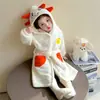 Bata de Noche para Niños Otoño e Invierno Estilo Nuevo Niñas Franela Linda Dibujos Animados Lindo Dinosaurio Pequeño Cálido Terciopelo Coral Bata de Baño