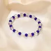 Pulsera de Cuentas Redondas de Piedra Lunar Joker de Moda Alta Gama Mejor Amiga de Niña Pulsera de Cuentas de Ágata Calcedonia Joyería al por Mayor