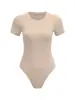 Body de camiseta básica casual elástico de manga corta con cuello redondo para mujer, de primavera/verano, transfronterizo, Amazon, europeo y americano