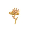 Anillo para Mujer Girasol Circonita Nueva Entrada Lujo Ajustable Anillo para Mujer Simple Pequeño Fresco Gama Alta Abierto