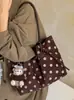 Bolso tote de lino de alta gama de nicho con lunares, nuevo modelo 2026, versátil para ir al trabajo, bolso de hombro y axila de gran capacidad
