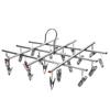 Tendedero plegable de acero inoxidable para el hogar, con múltiples clips, resistente al viento, con pinza para toallas, para bebés, con rejilla interior y pinza para tendedero.