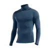 Roupa íntima térmica masculina de gola alta meia, peça única fina de manga comprida slim fit, camisa de algodão com contagem de 100 fios