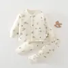Conjunto acolchoado de duas peças para bebê para outono e inverno, espesso e quente, macacão sem costura, conjunto de duas peças A-grade para recém-nascido, quente