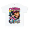 Camiseta de Manga Corta Estampada de Chris Brown Hip Hop Retro Americano Marrón Algodón Pesado Lavado Vintage Camiseta Moderna