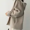 En Stock, Envío el Mismo Día, Nuevo Abrigo de Lana con Capucha Estilo Coreano Otoño e Invierno para Mujer, Corto, Holgado, Color Sólido, Casual Petite