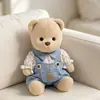 30cm Urso Articulado Médio Lina Roupas Urso Branco Boné de Bola Macacão Roupa Boneca Urso de Pelúcia Vestir