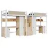 Cama de Apartamento con Escaleras, Cama Triple para Dormitorio de Personal, Litera para Estudiantes Universitarios, Litera en la Litera