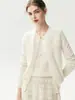 Cárdigan de cachemira 2026 otoño/invierno nuevo para mujer cuello redondo tres flores camisa base estilo lindo chaqueta de un solo botón