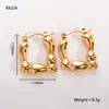 Pendientes de Acero Inoxidable Transfronterizos para Mujer, Clips para Orejas de Círculo Irregular Geométrico de Moda, Pendientes de Acero de Titanio Dorado al por Mayor