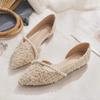 Chegada Nova do Verão de 2024 Boca Rasa Versátil Sola Rasteira Estilo Fada Vazia Noite Tardia Temperamento Suave Sapatos de Salto Único Estilo Chanel para Mulheres