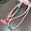 Cordão para celular longo Macaron, transversal, feito à mão para caminhada, alça de moda nicho anti-perda, design universal