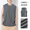 [Algodão Penteado Pesado 100%] Algodão Puro Cor Sólida Regata T Moda Masculina Verão Solto Versátil Sem Mangas Camiseta Esportiva