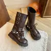 Botas longas femininas de duas vias, nova coleção outono/inverno 2026, sapatos infantis de couro estilo preppy, para crianças mais velhas, moda britânica