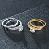 Anillo de pareja para parejas europeas y americanas más vendido en Amazon chapado en oro con circonita incrustada Fábrica de Anillos Directo joyería clásica