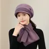 Gorro tejido de punto cálido de nuevo estilo para mujeres de mediana edad y ancianas, otoño e invierno, gorra de pico de pato para mamá, gorro a prueba de frío con forro polar para abuela