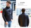 Jaqueta Leve de Penas e Algodão para Fora de Temporada para Homens, Gola Alta, Tamanho Grande, Corte Justo, Estilo Curto, Roupa Externa Masculina