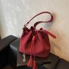 Nueva Moda Bolsa Cubo con Cordón Cruzada Bolso de Hombro Simple Bolso Cubo Simple Textura Ins Bolso Casual para Mujeres