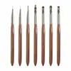 Set de Bolígrafos de Manicura de Madera de Nogal, Pinceles Profesionales para Uñas Artísticas, Bolígrafo para Pintura Degradada, Bolígrafo Versátil, Bolígrafo Cuadrado y Redondo para Terapia de Luz