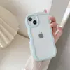 Funda popular para teléfono 2 en 1 con patrón ondulado, adecuada para Apple 18PROMAX, moderna 16/15, transparente y a prueba de golpes 11