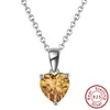 Bestseller transfronterizo Collar Whalexi de plata de ley S925, collar de corazón de circonita con piedra de nacimiento del zodíaco de doce colores
