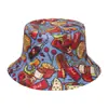 Chapéu de Pescador Estampado com Padrão de Vegetais Criativo Novo 2024 Chapéu de Sol Casual ao Ar Livre de Verão para Mulheres Mais Fácil de Combinar Chapéu Balde
