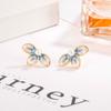Aretes de Verano Nicho Flor Francesa Perla para Mujer de Alta Gama Combinan con Todo Aceite Goteado Azul Claro 2022 Trendy Delicado Dulce