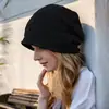 Gorro de Lana Tejido Hueco para Mujer Otoño Invierno Cálido Adelgazante para la Cara Slouchy Versátil Protección para los Oídos Cubre Cabeza