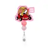 Porta credencial de identificación con clip para documentos, decoración de cuenta de bola de diamante rosa hecha a medida profesional, con hebilla de fácil extracción, regalo sorpresa para el lugar de trabajo